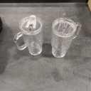 Oroklis 18oz Glass Tumbler with Handle & Lid – 2Pack Iced Coffee Cups with Straws, Glass Mug for Cold & Hot Beverages Travel Cup for Smoothies, Tea, and Juice (clearGlacial pattern2pack)