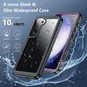 SPIDERCASE Designed for Samsung Galaxy S23 Case Waterproof,Built-in Screen & Camera Lens Protector[IP68 Underwater][Military Grade Shockproof] Full Body Protection Phone Case,Purple/Clear