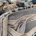 RELEANY Area Rugs 8'x10' Washable Non-Slip, Floral Vintage Distress Print Pattern Medallion Carpet for Living Room Bedroom Dining Room, Beige Navy Blue Orange Colorful