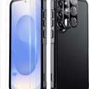 SPIDERCASE Designed for Samsung Galaxy S25 Case, [10 FT Military Grade Drop Protection], 2 Pack [Tempered Glass Screen Protector+Camera Lens Protector] Heavy Duty Shockproof Case, Black