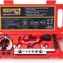 KOOPOOL Double & Single Flaring Tool Kit for Brake Line HVAC System with Tube Cutter Extra 7 Adapters,Brass Copper Pipe 45 Degrees Flaring Tool