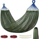 Outerman Camping Hammocks 290 * 150cm(Max 550lb),Breathable Soft Nylon Hammocks with Balance Beam Sturdy Metal Knot Tree Ropes and Travel Bag, Perfect for Outdoor/Indoor Patio Backyard etc.
