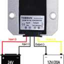 20A 240W Golf Cart 24V to 12V Converter Voltage Reducer Step Down Transformer Waterproof