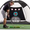 Golf Hitting Net,Chipping Net,Tri-Turf Mat,Golf Hitting Aid,10x7FT Practice Net for Backyard Driving,Chipping Training,Target Mat Balls for Indoor Outdoor use,Gifts for Men Dad Him Golfer