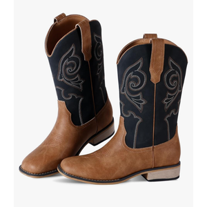 RLW Kids Cowboy Boots for Boys Girls Western Square Toe Youth Cowgirl Boots for Toddler Little Kid 4