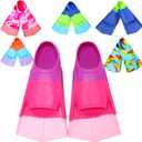 Kids Swim Fins,Short Comfortable Flippers for Lap Swimming and Training for Child,Girls,Boys,Beginners (S(US Kids 1-3), C-Purple/Rosepink/Pink)