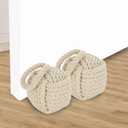 Acrux7 2 Pack Door Stopper 5.5x5.5 Inch Square Rope Knot Door Stop Nautical Decorative Door Stoppers Handmade with Handle, Jute Weighted Interior Door Stopper for Window, Bottom of Door
