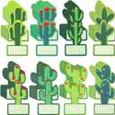 64 Pieces Cactus Cutouts Bulletin Board Decor Name Tags Stickers Cactus Theme Labels for Classroom Bulletin Board Decorations