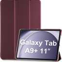 ProCase Smart Case for Galaxy Tab A11+ Plus/A9+ Plus 11 Inch, Slim Stand Hard Back Shell Protective Tablet Cover Folio Case for 11" Galaxy Tab A11+ Plus 2025/A9+ Plus 2023 -Wine