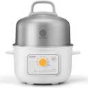 BUYDEEM G32 Electric Food Steamer 1.6QT, Stainless Steel Steamer for Vegetable Egg Seafood, 8 Time Settings, Triple Dry Protection, Quick Steam, Healthy Cooking for 1-2 Servings, Arctic White