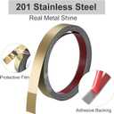 Shiny Metallic Gold Molding Trim (16.4ft x 1.2inch) Peel and Stick Trim with Glossy Finish,Self-Adhesive Stainless Steel DIY Accent for Mirror Frame,Wall,Ceiling,Floor,Door,Window,Furniture Edges
