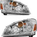for 2005-2006 Nissan Altima Headlights Assembly Chrome Pair | OE 26060ZB525/26010ZB525, Halogen, W/O bulbs, amber reflector, IP67 Waterproof, Plug & Play