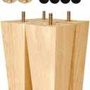 Albo Wood Furniture Legs 6 inch, Heavy Duty Sofa Legs, Pack of 4 Square Couch Legs Covered with Clear Varnish, Sofa Replacement Parts, for Dresser Legs, Sideboard, Recliner Couch, Circle Chair