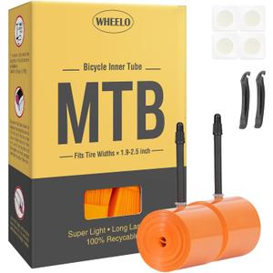 2-Pack 26/27.5/29 Inch TPU Inner Tube: Lightweight MTB Bicycle Tube with 48mm Presta Valves (Include 4PCS Bike Tube Patch Repair Kit)