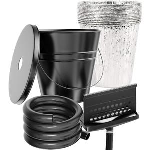 Rear Grease Drainage System for Blackstone Grease Catcher Upgrade, Blackstone Grease Trap Funnel with Grease Gate, Grease Bucket W/Lid, 12 Pack Foil Bucket Liners, Blackstone Griddle Accessories