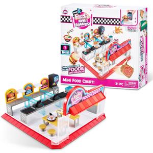 Mini Brands Foodie Series 2 Food Court Playset with 1 Exclusive Mini by ZURU - Includes Real Mini Fast Food Brands Collectibles, Food Court Playset for Role Play and Displaying Collection