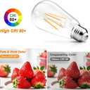 Ascher Vintage LED Edison Bulbs 6W, Equivalent 60W Incandescent, Non-Dimmable, Warm White 2700K, ST58 Antique LED Filament Bulbs with 80+ CRI, E26 Medium Base, Clear Glass, 6-Packs