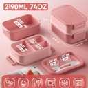 KEMETHY Adults Bento Lunch Box Set with Thermo Bag, 74oz Stackable Leak-proof 3-tiers Bento Box, Built-in Utensil and Sauce Container for Work, School, Dining Out (Pink) 2 Pack