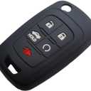 waymei Silicone Key Fob Cover Remote Keyless Case Protector Compatible with Chevrolet Chevy Malibu Camaro Cruze Limited Equinox Impala Limited Sonic Malibu Limited - 5 Buttons (Black + Pink)