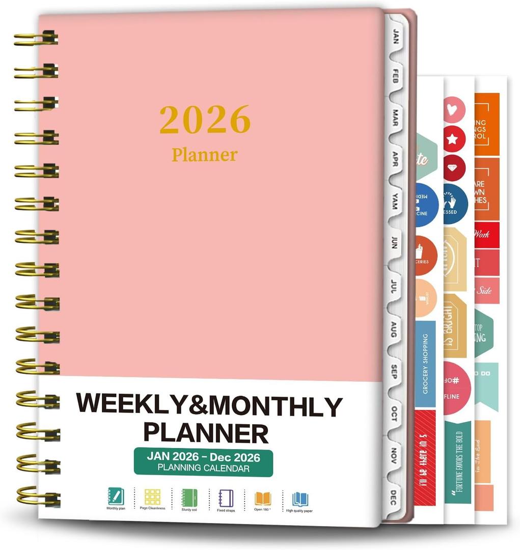 Ymumuda Academic Planner 2026, Daily Weekly and Monthly Calendar Planner (Jan. 2026-Dec. 2026),8.4"6.3", Hardcover Notebook Teacher Supplies, Premium Thick Paper, Planners for School Work Office
