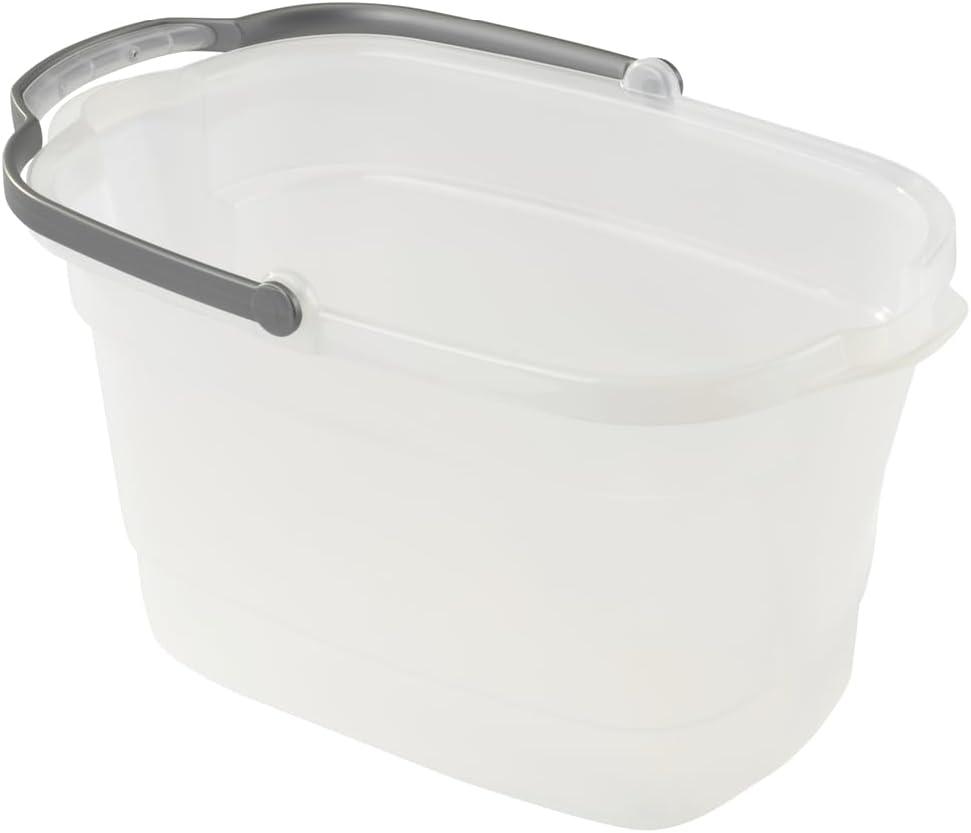 Casabella Cleaning Bucket Rectangular for Mopping or Storage with Handle and Built-In Pour Spouts, 4-Gallon, Clear