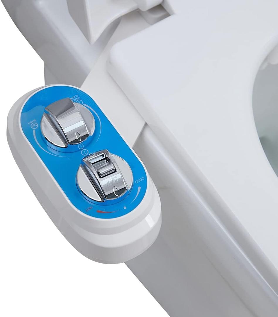 Bidet J2510B-Hot and Cold Water Self-Cleaning Feminine/Rear Wash Non-Electric Bidet SprayerDual Nozzles Bidet Toilet Attachment with Adjustable Pressure ControlBlue