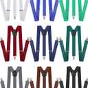 9 Pieces Y Back Style Unisex Suspenders Adjustable Elastic Suspenders for Men Women Rainbow braces with Clip for Pants (Classic Color)