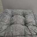 HIGOGOGO Square Stuffed Pouf Ottoman, Corduroy Poufs with Foam Chunk Filling, Furry and Fluffy Pouf Foot Stool Storage Ottoman, 21 X 21 Floor Poufs Foot Rest for Living Room, Dark Grey (21.6 Inch)