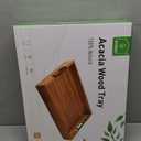 Joy&Grace Ottoman Tray for Living Room, Large Acacia Wooden Serving Tray with Handles for Coffee Table, Breakfast in Bed, Food Dinner, Decorative Tray (Color Natural, 16.7" x 12.8" x 2")