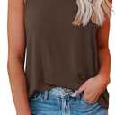 Smile Fish Women Crewneck Flowy Loose Fit Tank Top Sleeveless Summer Tops Shirts (Medium, Chocalte Brown)