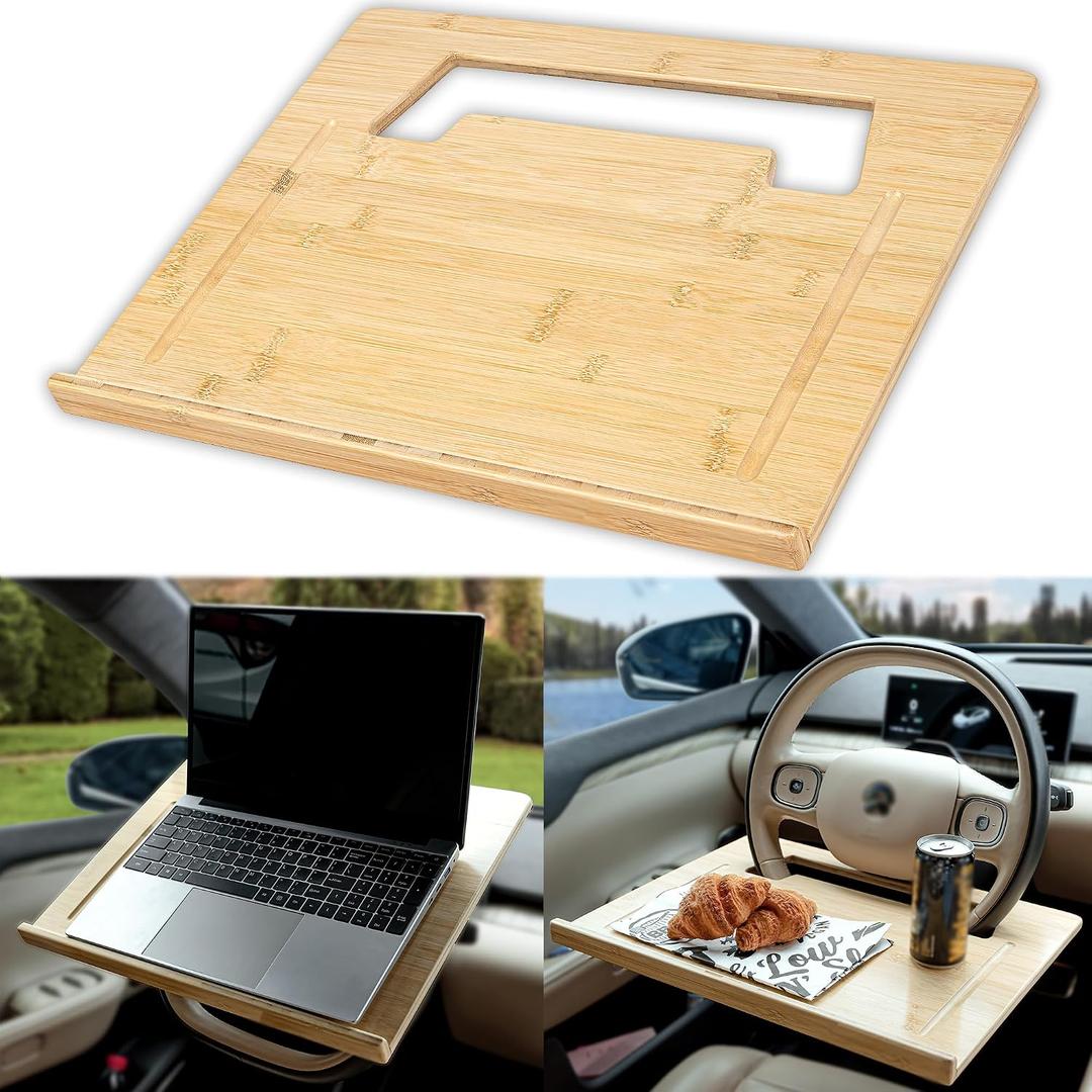 Essential Steering Wheel Tray - Car Table for Meal, Multipurpose Steering Wheel Table for Travelers, Table and Laptop Holder, Laptop Tray for Work