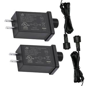 12V 1A Class 2 Power Supply, UL Listed LED Transformer Replacement, IP44 Waterproof Low Voltage Power Adapter for Christmas String Light Yard Inflatable Decorations (2 Pack)
