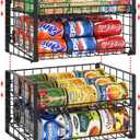2 Pack Stackable Can Organizer for Pantry, Adjustable Can Holder Rack for Canned Food Soda Drink Goods Storage up to 60 Cans Storage, 2-Tier, Black