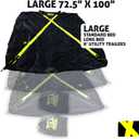 The X-Cover by TRPx - Trailer and Truck Bed Cover Large - Integrated Heavy Duty Black Tarp and Tie Down System. Fits: Standard Bed, Long Bed Trucks and Utility Trailers up to 8' Long.