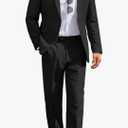 COOFANDY Men Suits Classic Fit 2 Piece Suit Set One Button Casual Blazer Wedding Bussiness Suit Separates,4X-Large, Black
