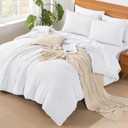 Andency White Comforter King Size - 7 Pieces Bed in a Bag King Bedding Comforter Sets, Summer Solid Soft Lightweight Comforter with Fitted Sheets, Flat Sheets, Pillowcases & Shams