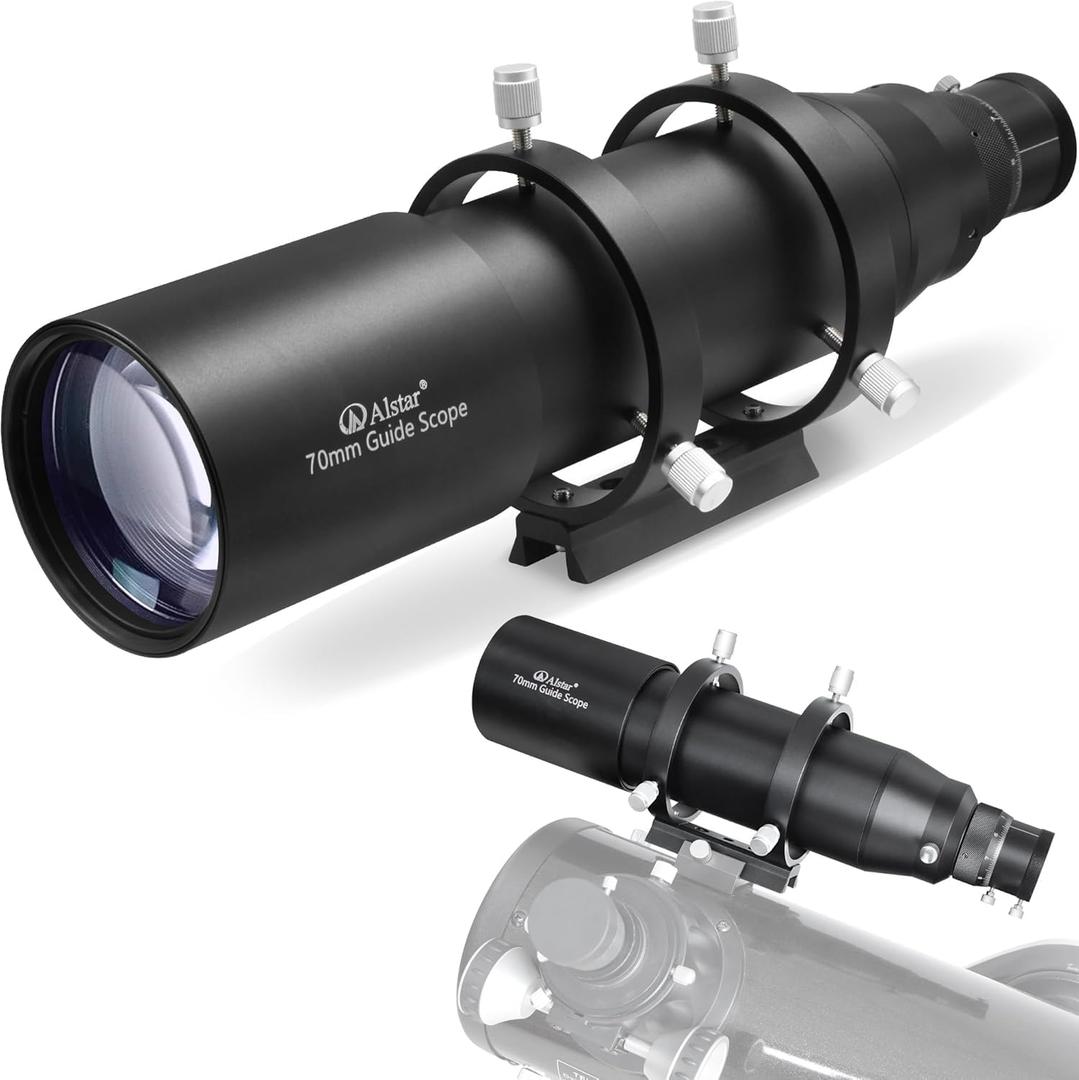 Alstar Guide Scope Upgrated 70mm Finderscope & Guidescope Kit with Double Helical Focuser, Compact Deluxe 1.25 Inch Eyepiece Compatibility for Astronomical Telescopes & DSLR Astrophotography