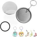 200 PCS 58mm/2.25 inch Button Maker Keychains Supplies, Metal Badge Sets with Metal Shell Back Cover, Transparent Film and Chain Head