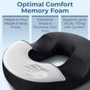 5 STARS UNITED Donut Pillow Hemorrhoid Tailbone Cushion Large Floor Cushion for Pain Relief Coccyx, Prostate, Sciatica, Pelvic Floor, Pressure Sores, Pregnancy, Postpartum Recovery, Black