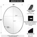 ANDY STAR Black Oval Mirror, 24x32'' Matte Black Metal Framed Oval Wall Mirror, Modern Black Vanity Mirror in Stainless Steel Frame, Wall Mount Horizontal or Vertical