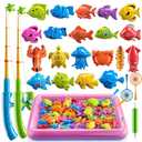 TEMI Fishing Toy for Kids 3-8 Years Old, Bath Toy for Child, Magnetic Fishing Pole for Toddlers, Summer Water Toys for Boys and Girls, Outdoor and Indoor Toys, Gifts for Birthday and Holidays