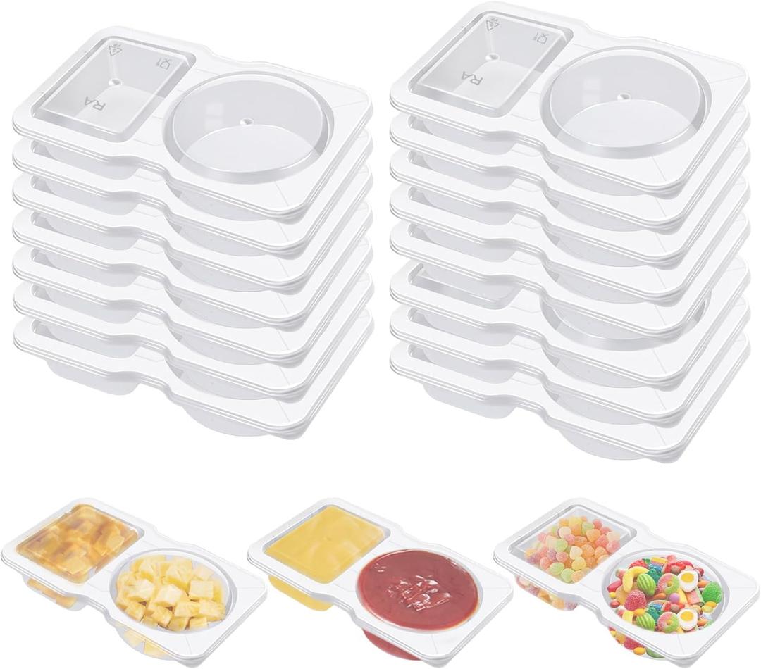 2 x Reusable Snack Containers with Lids for Kids Adults, 15 Sets Clear Stackable Meal Prep Lunch Pack Christmas Containers Box Food Condiment Organizations Portion Control Fridge Camping Party Supplies