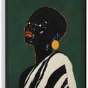 SKTBJWNYK African Wall Art Decor -Black Woman Canvas Print Trendy Green Painting Woman Art Afrocentric Woman Sofa Art Poster Funky Female Portrait Wall for Bedroom Dorm Wall Decor 16x24inch Unframed