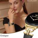 Wearlizer Leather Bands Compatible with Samsung Galaxy Watch 8 Band 40mm 44mm/Watch 8 Classic 46mm, Dressy Designer Slim Leather Strap Wristband Accessories with D-Shape Metal Buckle for Women