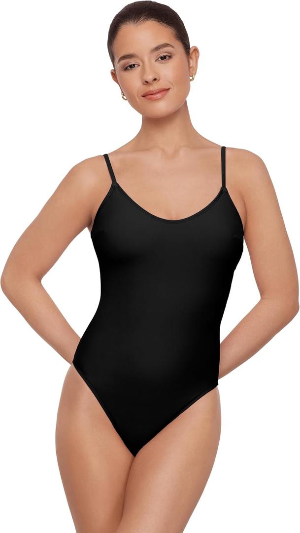 Aqua Green Women's Scoop Neck One Piece with Open Tie Back (Black, L)