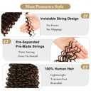 Crochet Human Hair Dark Brown Deep Wavy Curly Human Hair Crochet Extensions 120g Invisible Micro Loop Kontless Human Crochet Hair for Black Women 4# 18Inch 100 Strands(18Inch Brown)