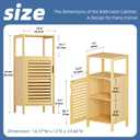 HITNET Bathroom Cabinet Freestanding, Small Bamboo Floor Cabinet, 4 Tier Single Door Sofa Side Table Storage Organizer, Space Saving Kitchen Cupboard, Natural