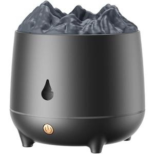 Volcano Flame Diffuser, Aromatherapy Essential Oil Diffuser, 400ml Ultrasonic Cool Mist Humidifier for Bedroom,Office,Home,Yoga, Timer & Auto Shut-Off, Colorful Ambient Night Light (Black)