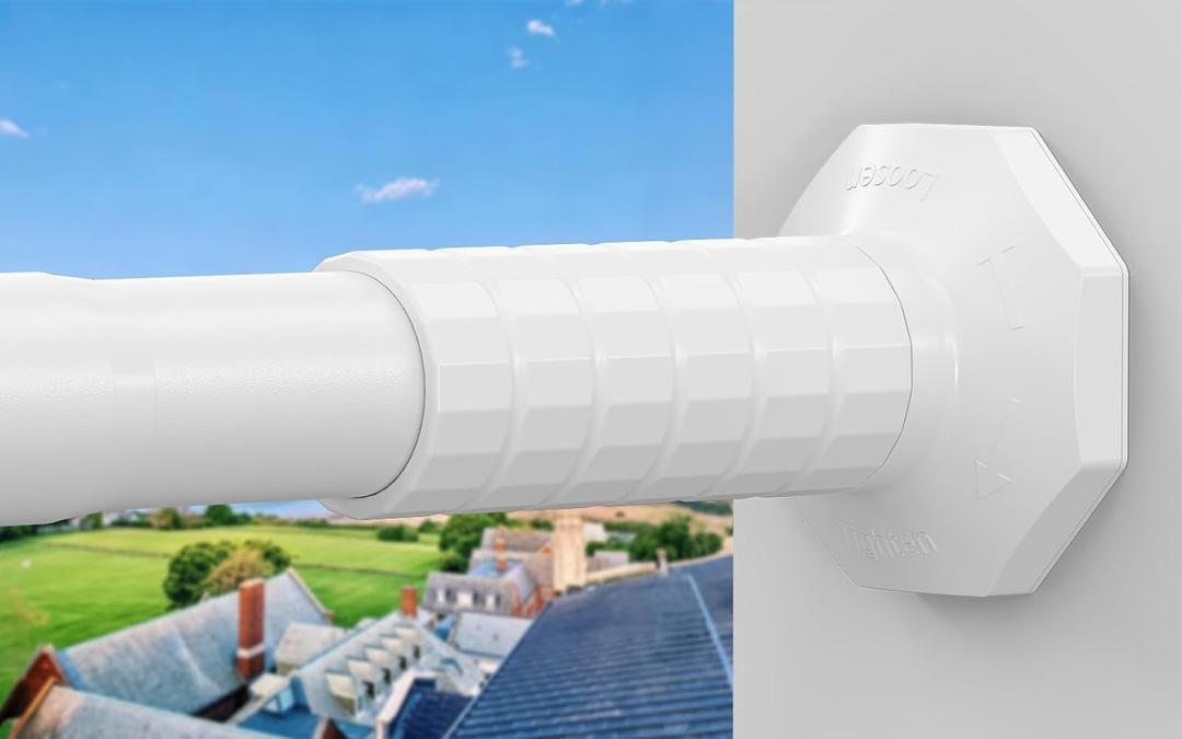 Tension Shower Curtain Rod 51-128" Heavy Duty No-Drill Rustproof White | Adjustable Spring Rod for Window, Patio, Shower, Garage. Holds 55LB, Non-Slip. Easy Install for Apartments/Renters