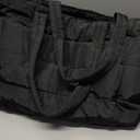 TOPDesign Puffer Tote Bag for Women, Lightweight Puffy Handbag with Compartments, Quilted Shoulder Bag for Work, Travel, Gym (Large, Black)